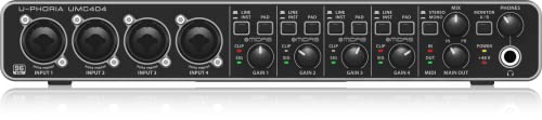 Behringer U-PHORIA UMC404HD Audiophiles 4x4, 24-Bit/192 kHz USB-Audio/MIDI-Interface mit Midas-Mikrofonvorverstärkern von Behringer