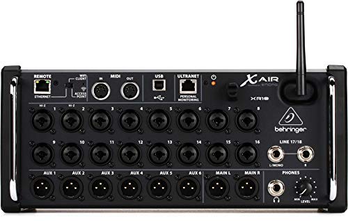 Behringer X AIR XR18 18-Kanal, 12-Bus-Digitalmixer für iPad/Android-Tablets mit 16 programmierbaren Midas-Vorverstärkern, integriertem WLAN-Modul und Mehrkanal-USB-Audio-Interface von Behringer