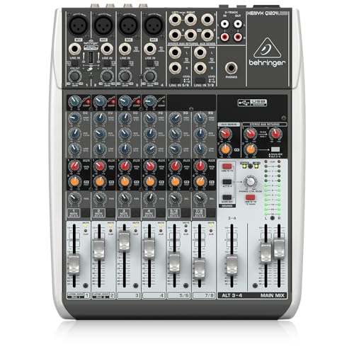 Behringer XENYX Q1204USB Premium 12-Input 2/2-Bus Mixer mit XENYX Mic Preamps und Compressors, Wireless Option und USB/Audio Interface von Behringer