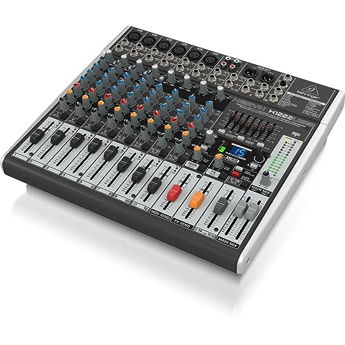 Behringer XENYX X1222USB Premium 16-Input 2/2-Bus Mixer mit XENYX Mic Preamps und Compressors, British EQ, 24-Bit Multi-FX Processor und USB/Audio Interface von Behringer