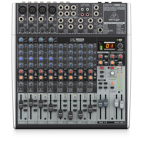 Behringer XENYX X1622USB Premium 16-Input 2/2-Bus Mixer mit XENYX Mic Preamps und Compressors, British EQ, 24-Bit Multi-FX Processor und USB/Audio Interface von Behringer