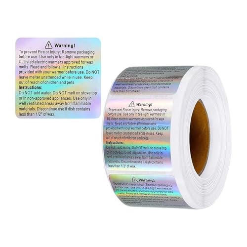 Beimus Holographie Silber Selbstklebend Aufkleber Etikett Wachse Schmelzen Warnschild Regenbogen Aufkleber für Wachse Fall von Beimus