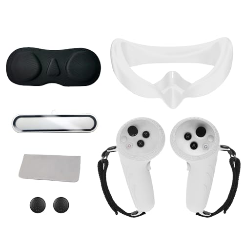 BeisDirect 6 in 1 VR Headset Zubehör Set für Pico 4 Ultra Zubehör Silikon VR Gesichtsabdeckung Augenpolster Maske Griff Controller Griffe Abdeckung Linse Gehärtete Folie (Weiß) von BeisDirect