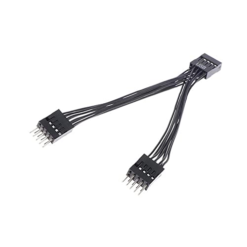 BeisDirect 9Pin USB 2.0 Verlängerungskabel, USB Motherboard Kabel USB Header Verlängerungskabel 9Pin 1 Female zu 2 Male Y Splitter Kabel Schwarz - 12CM von BeisDirect