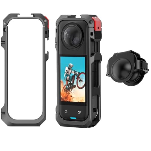 BeisDirect Aluminiumrahmen für Insta360 X5 mit Silikon-Objektivdeckel, Schutzhülle für Insta 360 X5, Metall-Schutzkäfig-Rig-Gehäuse für Insta360 X5 mit 6,35 mm Gewinde BeisDirect Aluminiumrahmen für Insta360 X5 mit Silikon-Objektivdeckel, Schutzhülle für Insta 360 X5, Metall-Schutzkäfig-Rig-Gehäuse für Insta360 X5 mit 6,35 mm Gewinde von BeisDirect