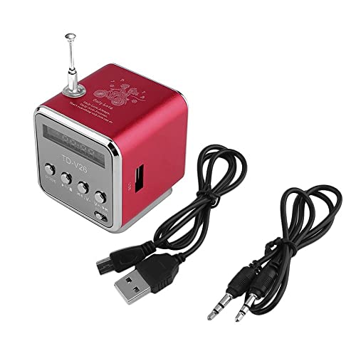 BeisDirect Mini Digital Lautsprecher Subwoofer Musik Lautsprecher LED MP3 Player Lautsprecher FM Stereo Tragbares Radio USB Micro SD TF, Geeignet für PC Notebook TD-V26 mit Bluetooth (Rot) von BeisDirect