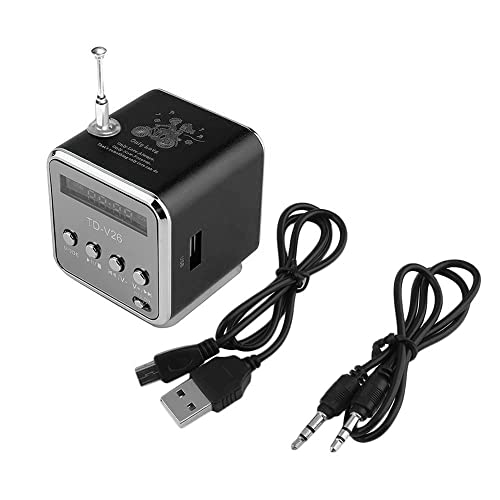 BeisDirect Mini Digital Lautsprecher Subwoofer Musik Lautsprecher LED MP3 Player Lautsprecher FM Stereo Tragbares Radio USB Micro SD TF, Geeignet für PC Notebook TD-V26 mit Bluetooth (Schwarz) von BeisDirect