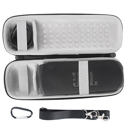 BeisDirect Reiseetui für JBL Flip 6/Flip6 Tragbarer Bluetooth-Lautsprecher, tragbare harte EVA-Trageaufbewahrung, Schutzhülle, Lautsprecherhülle mit Karabiner und Schultergurt (Grau) von BeisDirect