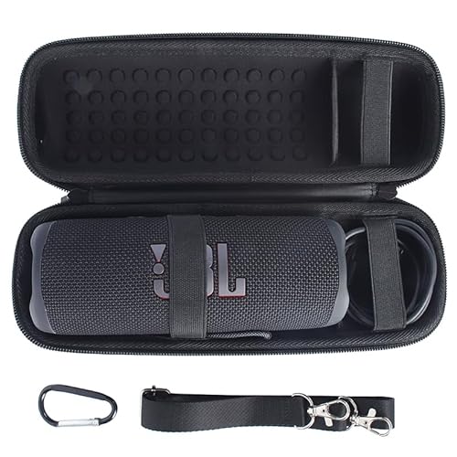 BeisDirect Reiseetui für JBL Flip 6/Flip6 Tragbarer Bluetooth-Lautsprecher, tragbare harte EVA-Trageaufbewahrung, Schutzhülle, Lautsprecherhülle mit Karabiner und Schultergurt (schwarz) von BeisDirect