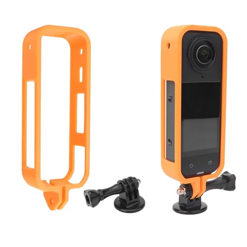 BeisDirect Schutzrahmen Käfig für Insta360 X5 Lünette Schutzhülle Gehäuse Rahmen Abdeckung Schale mit 1/4 Gewindeloch Dual Cold Shoe Mount für Insta360 X5 Kamera (Orange vertikal) von BeisDirect