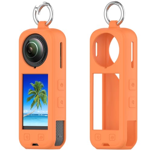 BeisDirect Silikon-Schutzhülle für Insta360 X5, weiche Schutzhülle mit Haken, Silikon-Schutzhülle für Insta 360 X5 Panorama-Action-Kamera (Orange) von BeisDirect