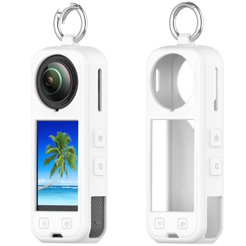 BeisDirect Silikon-Schutzhülle für Insta360 X5, weiche Schutzhülle mit Haken, Silikon-Schutzhülle für Insta 360 X5 Panorama-Action-Kamera (Weiß) von BeisDirect