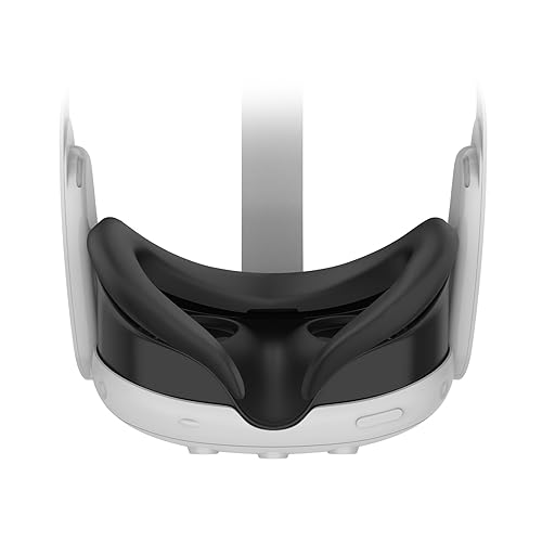 BeisDirect Silikon-VR-Gesichtsabdeckung, kompatibel mit Meta Quest 3 VR-Headset, Anti-Licht-Auslauf, schweißfest, wasserdicht, Ersatz-Gesichtsabdeckung, VR-Zubehör für Meta Quest 3 (Schwarz) von BeisDirect