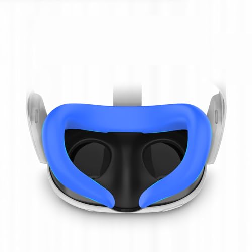 BeisDirect Silikon-VR-Gesichtsabdeckung, kompatibel mit Meta Quest 3 VR-Headset, Anti-Licht-Auslauf, schweißfest, wasserdicht, Ersatz-Gesichtsabdeckung, VR-Zubehör für Meta Quest 3 (blau) von BeisDirect