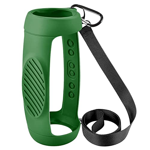 BeisDirect Silikonhülle für JBL Charge 5 Bluetooth-Lautsprecher, tragbare Kratzschutzhülle für Reisen, Schutzhülle mit Schultergurt und Karabiner (Grün) von BeisDirect