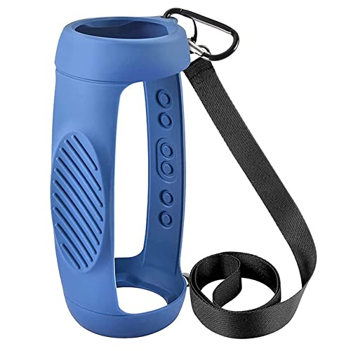 BeisDirect Silikonhülle für JBL Charge 5 Bluetooth-Lautsprecher, tragbare Kratzschutzhülle für Reisen, Schutzhülle mit Schultergurt und Karabiner (Navy Blau) von BeisDirect