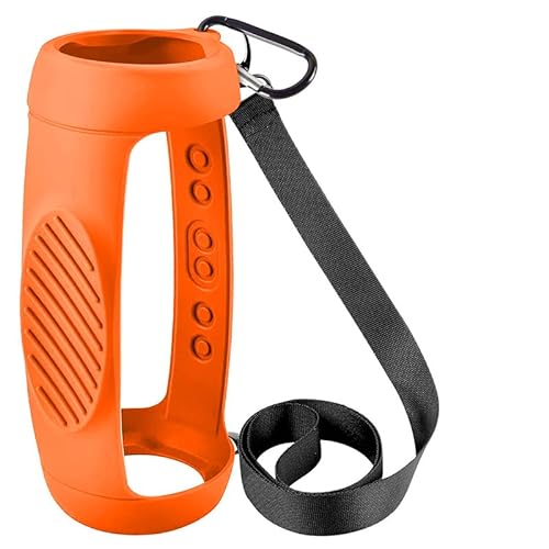BeisDirect Silikonhülle für JBL Charge 5 Bluetooth-Lautsprecher, tragbare Kratzschutzhülle für Reisen, Schutzhülle mit Schultergurt und Karabiner (Orange) von BeisDirect