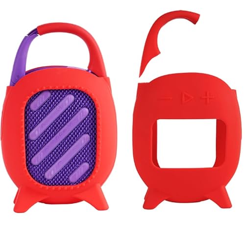 BeisDirect Silikonhülle für JBL Clip 5, tragbarer Bluetooth-Lautsprecher, tragbare Reise-Tragetasche, Schutzhülle, Stand-Up-Hülle für JBL Clip5 Audio-Zubehör (rot) von BeisDirect