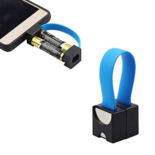 BeisDirect Tragbares Notfall-Handy-Ladegerät mit 2 Stück AA-Batterien und Micro-USB/USB-C/A pple-Anschlüssen für Universal-Handy (Blau, Micro USB + Typ-C) von BeisDirect