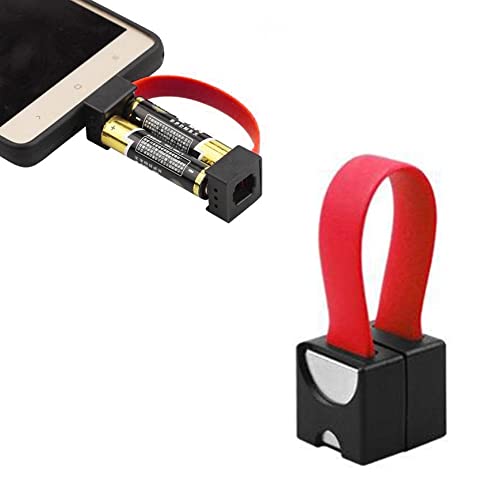 BeisDirect Tragbares Notfall-Handy-Ladegerät mit 2 Stück AA-Batterien und Micro-USB/USB-C/A pple-Anschlüssen für Universal-Handy (Rot, Micro USB + Typ-C) von BeisDirect