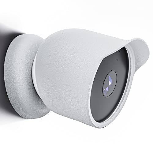 BeisDirect Wasserdichte Silikon Schutzhülle Für Google Nest Cam Außen- oder Innenbatterie Überwachungskamera Schutzhülle Cover Sleeve Zubehör Allwetterschutz (Weiß) von BeisDirect