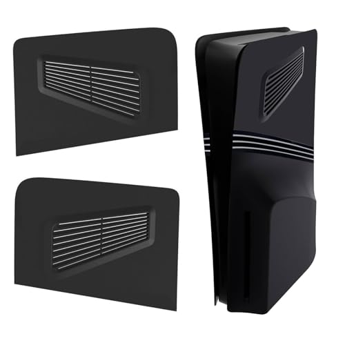 Für PS5 Slim Top Cover Platten mit Kühlöffnungen, Ersatz Obere Abdeckung Frontplatte Abdeckung Seitenschale Staubdichte Kühlkörper ABS Gehäuse für PS5 Pro Konsole Disc und Digital Edition (Schwarz) von BeisDirect