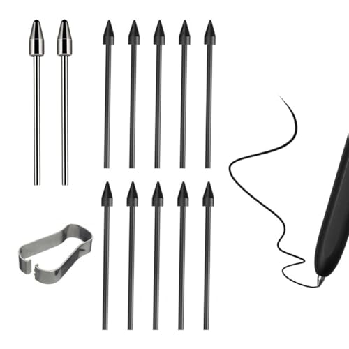 Titan-Metallspitzen, Ersatz für Samsung Galaxy Tab S9/S9FE+/S9 Ultra/S8/S8+/S8 Ultra/S7/S7 FE/S6/S6 Lite/S22/S23/S24 Ultra S Pen, Kunststoff + Titan-Feder/Spitzen + Clip (2+10 Stück) von BeisDirect