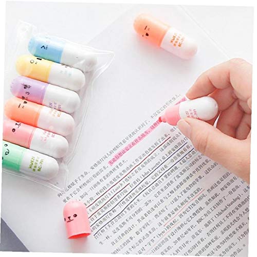 6pcs Highlighter Pens Mini-pille Formte Lächeln Gesicht Graffiti-markierungs-feder-set von Beito