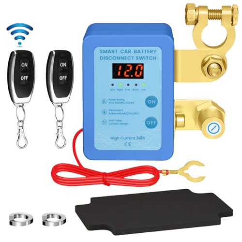 Drahtloser Ferngesteuerter Auto Trennschalter, Batterie Trennschalter 12V mit LED-Anzeige, 240A Batterie Kill Switch Anti-Diebstahl, Automatische Abschaltung Schalter für Auto, RV, ATV, LKW, Boot Drahtloser Ferngesteuerter Auto Trennschalter, Batterie Trennschalter 12V mit LED-Anzeige, 240A Batterie Kill Switch Anti-Diebstahl, Automatische Abschaltung Schalter für Auto, RV, ATV, LKW, Boot von Bekasa