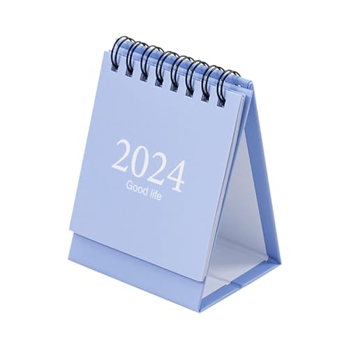 Bekecidi Mini Tischkalender, 2024 Tragbarer Desktop Kleiner Kalender mit Aufkleber Flip Over Stehpult Kalender für Büro Schule Desktop Dekoration (Blau) CX1047 von Bekecidi