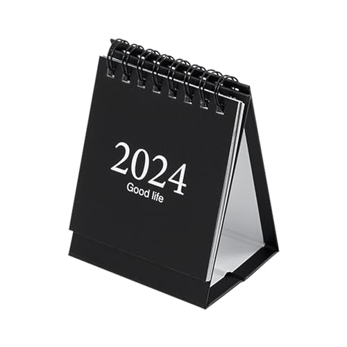 Bekecidi Mini Tischkalender, 2024 Tragbarer Desktop Kleiner Kalender mit Aufkleber Flip Over Stehpult Kalender für Büro Schule Desktop Dekoration (Schwarz) von Bekecidi