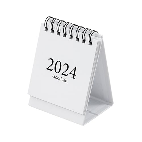 Bekecidi Mini Tischkalender, 2024 Tragbarer Desktop Kleiner Kalender mit Aufkleber Flip Over Stehpult Kalender für Büro Schule Desktop Dekoration (Weiß) von Bekecidi