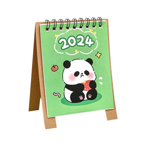 Bekecidi Mini Tischkalender, 2024 tragbarer Desktop Kalender mit Memo Seite, umklappbarer Stehpultkalender für Büro, Schule, Desktop Dekoration (Panda) von Bekecidi