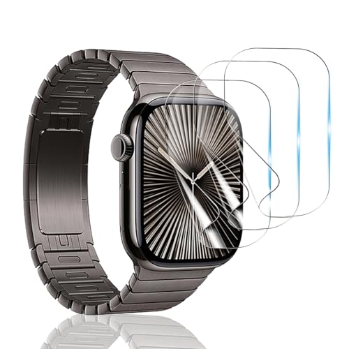 Bekiikoo 3 Stück Schutzfolie für Apple Watch Series 10 46mm, [Nicht Panzer Schutz Glas], Klar HD Weich Hydrogel Folie, Blasenfreie, Kratzfest, Displayschutzfolie für Apple Watch Series 10 46mm von Bekiikoo