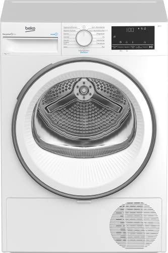 Beko B3T41239 Wäschetrockner 7KG, Frontlader Wärmepumpentrockner, Allergikergeeignet, 15 Programme, Dampffunktion, Extra schlank (54,3cm tief), Multifunktionsdisplay, Schontrommel, Weiß von Beko