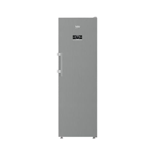 Beko B7RFNE315XP Gefrierschrank, 286 l Nettovolumen, No Frost, Schnellgefrierfunktion, Multifunktionsdisplay, 5 Gefrierschubladen + 3 Fächer, 34 dB (A), In unbeheizten Räumen nutzbar, Edelstahl-Look von Beko