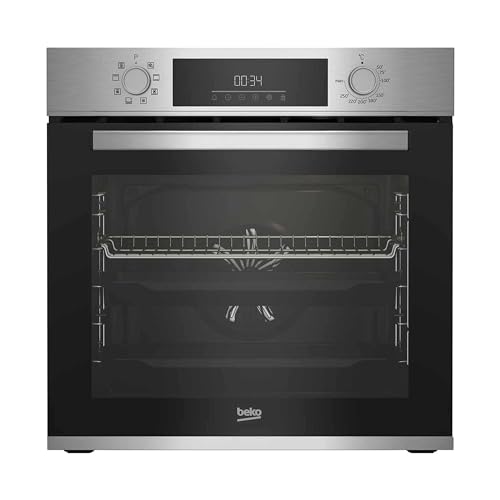 Beko BBIM12300X b300 Einbau-Backofen, 60 cm Backofen, 72 l Volumen, Dampfreinigung SteamShine, 8 Heizarten, AeroPerfect für gleichmäßiges Backen, Multifunktionsofen, Edelstahl von Beko