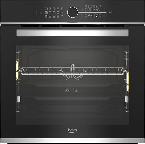 Beko BBIM13400XS Einbaubackofen mit 13 Heizarten, 71 l Garraum-Volumen, PizzaPro, Animiertes Display, Sensortasten und Drehwähler, Teleskopauszug, SoftClose, Schwarz/Edelstahl von Beko