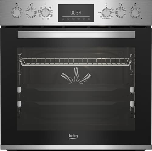 Beko BBUM12322X Einbauherd Set / 2-fach Teleskopauszug Backofen / Glaskeramik-Kochfeld / 8 Heizarten / 4 Kochzonen inkl. Zweikreiszone & Bräterzone / Multifunktionsdisplay / Edelstahl von Beko