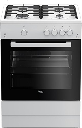 Beko FSG62010FW Freistehender Gasherd und Backofen, emaillierter Stahl, Drehknöpfe an der Front, Weiß von Beko