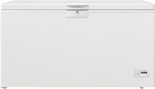 Beko HSM46740 Gefriertruhe groß, 451 l Nutzvolumen, 3 Gefrierkörbe, Temperaturalarm, abschließbar, Innenbeleuchtung, 36 db(A), Weiß von Beko