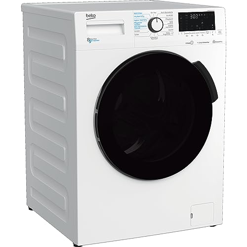 Beko WDW85141Steam1 b300 freistehender Waschtrockner, 8 kg Waschen, 5 kg Trocknen, allergikergeeignet, Touch-Display mit Startzeitvorwahl 0-24 h, Bluetooth, Dampffunktion, Nachlegefunktion, Weiß von Beko