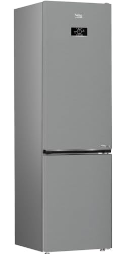 beko B5RCNE405HXB freistehende Kühl-Gefrierkombination, 355 l Nettovolumen, No Frost, AeroFlow, Smooth Fit: 90 Grad Türöffnung, 3 Gefrierschubladen, HarvestFresh, Türalarm, Edelstahl-Look von Beko