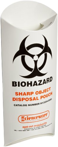 bel-art Produkte 132340000 Karton Biohazard Sharp Objekt Sicherheit Tasche mit Verriegelung Top Klappe, 33 cm Länge x 5 1/5,1 cm Breite x 10 mil Dick (200 Stück) von Bel-Art