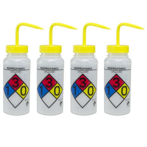 bel-art Produkte f11716–0008 Polyethylen das Vierfarb safety-labeled Waschen Flasche, Isopropanol, 500 ml Fassungsvermögen, durchscheinend (4 Stück) von Bel-Art