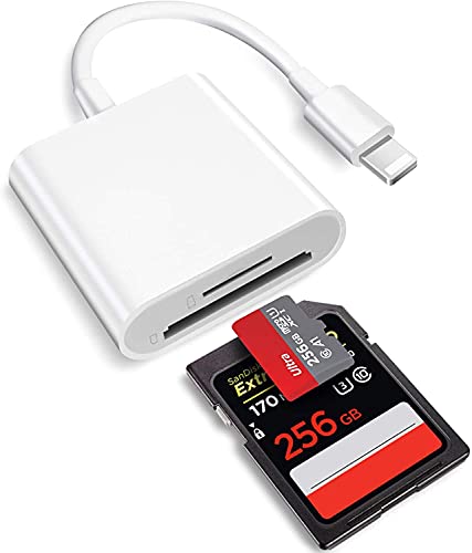 2-in-1 Lightning auf SD Kartenleser für iPhone, [Apple MFi zertifiziert] Dual Slot Micro SD TF Speicherkartenleser Adapter, Trail Game Kamera SD Card Viewer, Videos, Plug and Play von Belcompany
