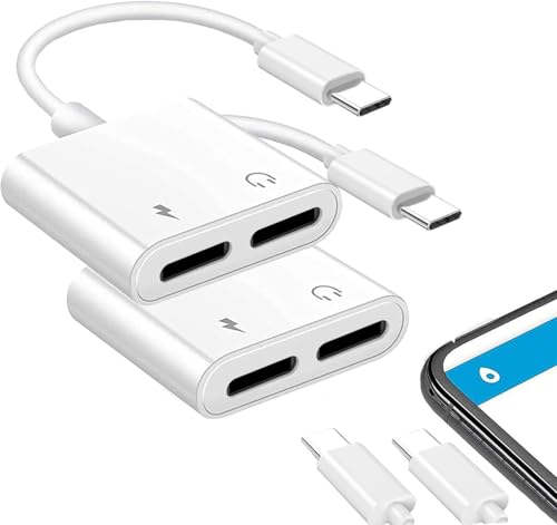 [Apple MFi-zertifiziert] iPhone 15 Kopfhörer-Adapter, 2 Stück, 2-in-1 USB-C-auf-USB-C-Kopfhörer-Dongle-Kabel mit PD-Schnellladung für iPhone 15 Pro Max Plus, Samsung Galaxy S22, S23, S24 Ultra, Note von Belcompany