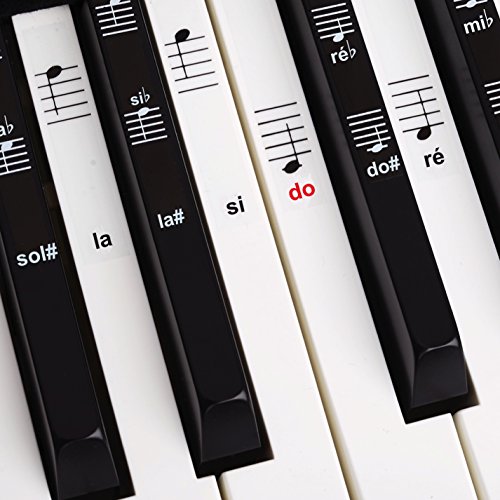Belfort® Autocollants pour notes de piano + clavier pour 49 | 61 | 76 | 88 touches + Ebook gratuit | kit complet premium pour touches noires + blanches | do-ré-mi-fa-sol-la-si | instructions français von Belfort