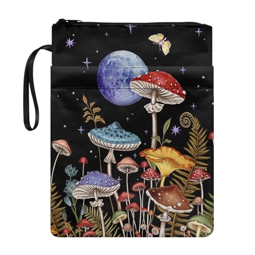 Belidome Mushroom Book Sleeve Pouch Zipper Book Cover for Paperback Portable Bag Lightweight Washable von Belidome