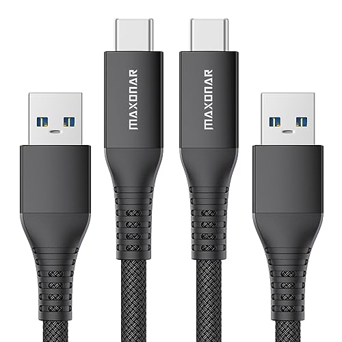 Maxonar 2 Stück USB C Schnellladekabel 10Gbit/s Daten USB A Android Auto Kabel QC3.0 3.1A Datenübertragungs Kabel USB3.2 Gen2 für Samsung S23/S22/S21 Note20 Galaxy Z Flip5 Pixel 8 Pro 1M/3.3ft-Schwarz von Belker